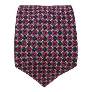 BRIONI Red Geometric Silk Tie HANDMADE ITALY 59"/ 4" EC